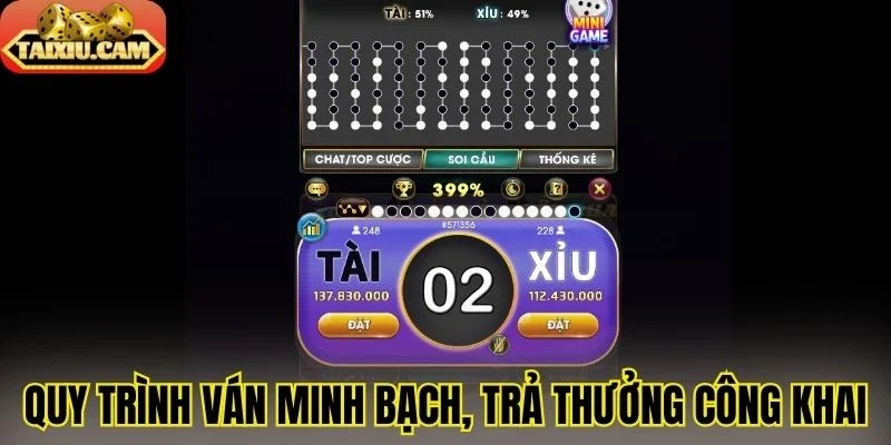 Quy trình ván game minh bạch, trả thưởng công khai